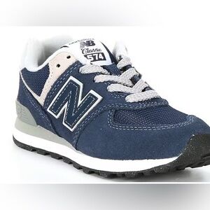 New Balance Kids' 574 Suede and Mesh Sneakers Youth Blue and Gray Sneakers EUC